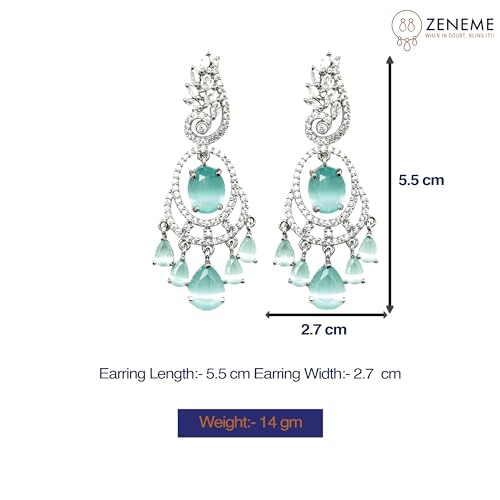 Rhodium-Plated Oval & Leaf Drop Earrings