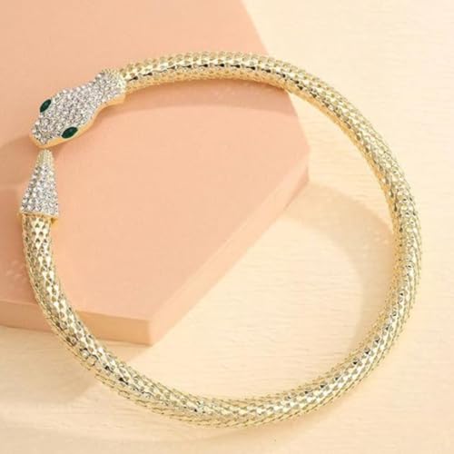Image of Gold Plated Snake Chain Necklace for Women | Stylish Serpent Design Choker | Trendy Adjustable Fashion Jewelry Gift