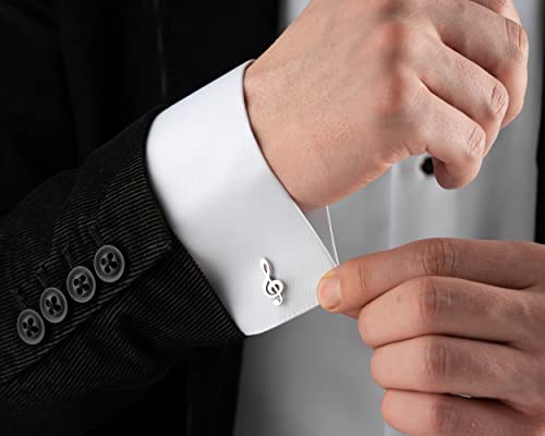 Mancuernillas de plata 925 con nota musical para hombre miniatura 5