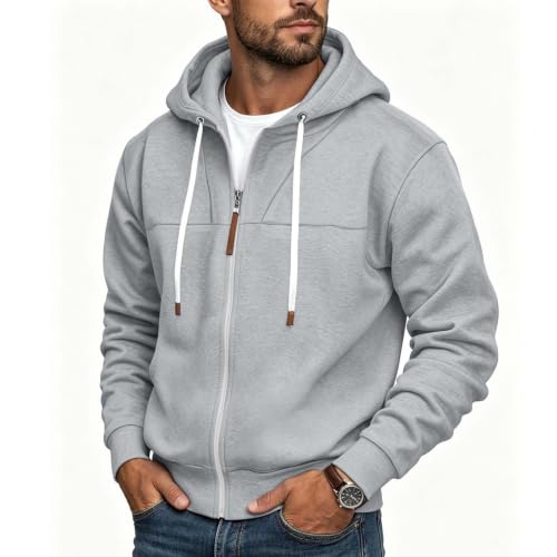Mens Full Zip Hoodies Fashion Fleece Drawstring Hooded Sweatshirts Jackets - image 6