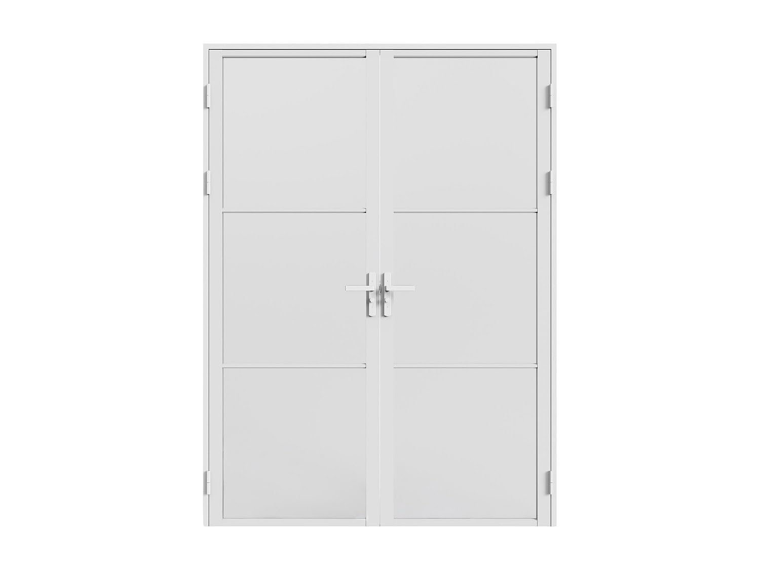 Vente-unique - Bloc porte réversible à deux battants en aluminium et verre dépoli - 2 x H204 x L73 cm - Blanc - MASERU