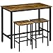 HOMCOM Bartisch-Set Küchentisch Bartisch mit Barhocker Set Essgruppe für Wohnzimmer Küche Industriell Metall Rustikales Braun 120 x 60 x 95 cm