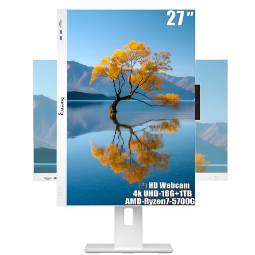 suevery 27�C���`�I�[���C�������f�X�N�g�b�v�R���s���[�e�B���O�A27�C���` UHD (3840x2160) �r�W�l�XAIO�f�B�X�v���C �z�[���I�t�B�X�p AMD 5700G (�ő�4.6GHz)�A16GB DDR4 RAM�AM.2 PCIE 1TB