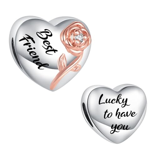 XHBYINFO Abalorio de corazón con diseño de rosa elevada, compatible con pulseras Pandora para mujer, joyería de regalo