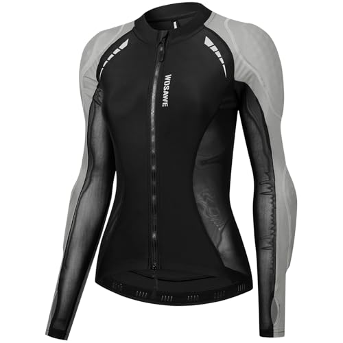 WOSAWE Veste de Moto pour Femme Respirante Chemise de Moto avec Coussins Blindés Amovibles Équipement de Protection (Gris, L)