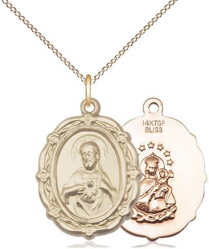 14kt Gold Filled Scapular Pendant on a 20 inch Gold Filled Light Curb Chain.