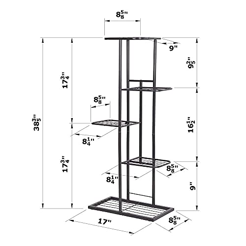 Mtb 5 Tier Metal Plant Stand For Indoor Outdoor Flower Pot Display Planter Shelf, Charcoal Grey #TOP3
