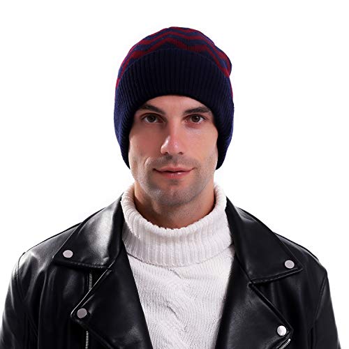 KEECOW Gorro para Hombre, 100% Lana de Merino, Gorro de Invierno para Hombre, cálido y Suave, Gorro para Hombre, Negro, Gris, Rojo, Beige Rojo y Azul Talla única