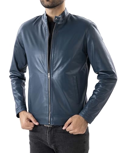 Image of Jild Classical Single Piece Lambskin Leather Jacket Men - Everyday Wear Snap Tab Collar Men's Motorcycle Leather Jacket