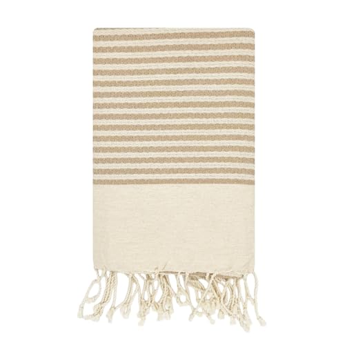 Reva Fouta de playa, 1 x 2 m, Zanzíbar avellana de algodón reciclado, tejido de panal de abeja
