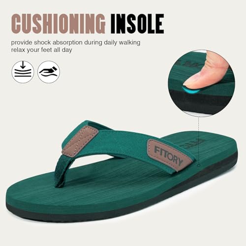FITORY Men's Flip-Flops, Thongs Sandals Comfort Slippers for Beach Green Size 10