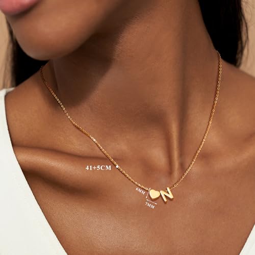 LOLIAS for Mom - Gold Initial Necklace Women Heart Name Necklace Stainless Steel Gold Necklaces for Women with Tiny Heart Letter Pendant Women Girls Gifts Jewellery - Image 3