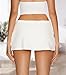 AnotherChill Women's Low Waist Micro Mini Skorts Skirt with Built-in Shorts Sexy Stretch Black Skirts Basic Summer Outfits (White, Medium)