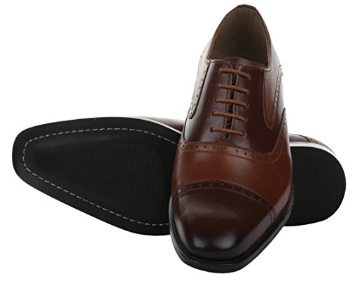 Image of LIBERTYZENO Mens Burnished Toe Genuine Leather Adults Lace Up Oxford Dress Shoes for Easter Gift