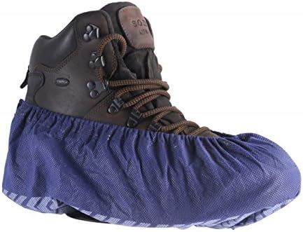 Cambridge Resources 50 Pairs Disposable Shoe and Boot Covers, Blue, Non-Slip, Fits up to Size 14.