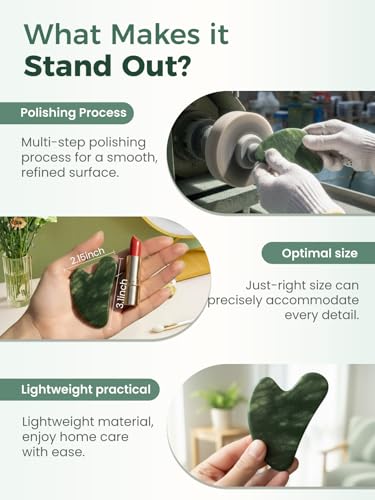 image for tophld Gua Sha Facial Tools, Natural Jade Stone Guasha Tool for Face A