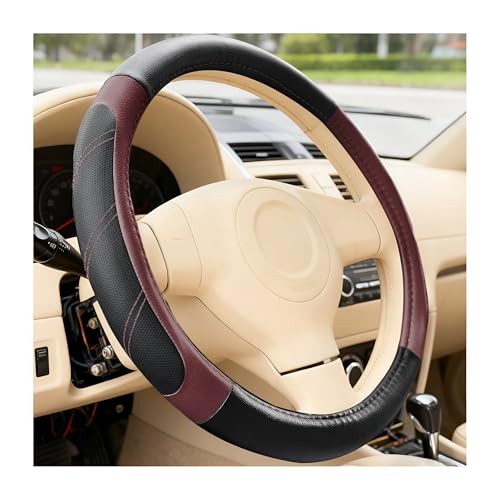 Norkmdi Funda para volante de automóvil, 14.5-15 pulgadas, antideslizante, suave, transpirable, deportivo, cómodo accesorio de protección interior para automóviles, universal para vehículos (rojo vino