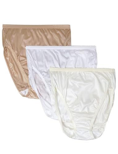 Shadowline Women's Plus-Size Panties - Hi Cut Nylon Brief (3 Pack)