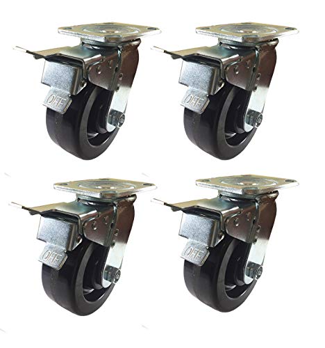 Hy-Weld UNKNOWN 4 Heavy Duty Caster Set 5 Inch 6 Inch 8 Inch Phenolic Wheels Rigid And Total Lock Brake cover