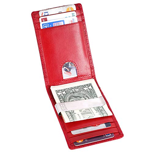 Image of Brooklyn Bridge Genuine Leather Money Clip Wallet for Men Matt VT Red - Premium Slim RFID Protected Wallet with Cash Clip & Multiple Card Slots, Stylish Front Pocket Design, Gift for Men