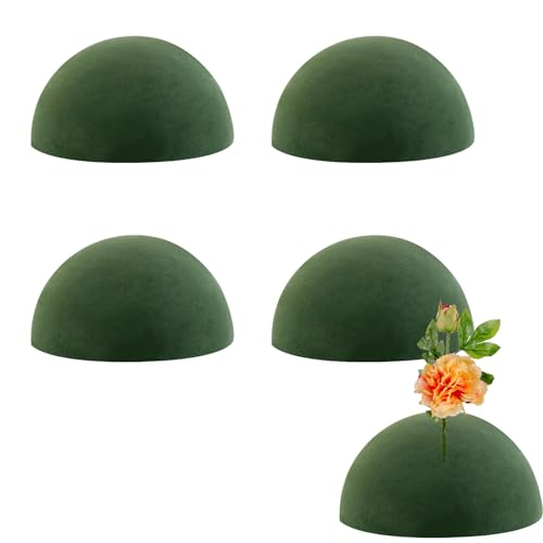 HAKZEON 4 PCS 7.5 Inch Floral Dry Foam Half Ball, Green Foam Half Ball Large, Round Foam Block Green Floral Foam Round Ball for Artificial Plant Arrangement