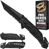 Legal Pocket Knife with Ball Bearing - 5 in 1 Knife - 2.8” Serrated Tanto Blade - with Glass Breaker & Seatbelt Cutter & Pocket Clip - Small Tactical Folding Knives for Men Women Hunting EDC 6620 B