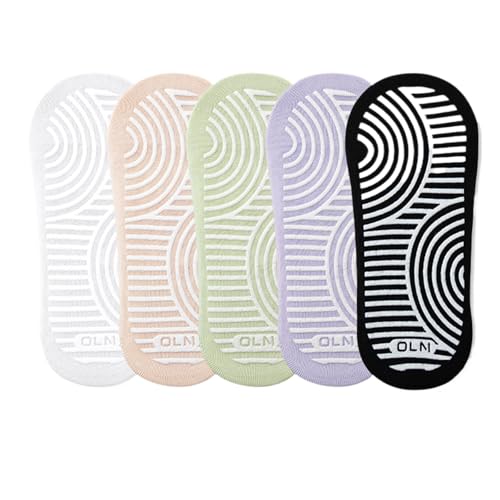 svlftecon Women Yoga Pilates Socks with Grips Non Slip Full Toe Cotton Spandex for Summer Ankle Socks Series 13