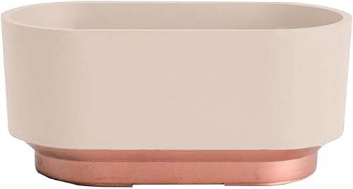 The HC Companies Maceta para suculentas Sorrento de 5.5 pulgadas, maceta ligera de plástico para interiores con drenaje, bizcocho de vainilla