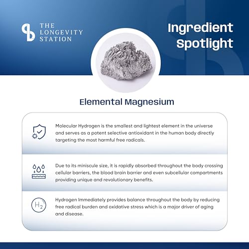 The Longevity Station Molecular Hydrogen H₂ Tablets 12 PPM | Neutralize The Effects of Oxidative Stress & Free Radicals | Supports Cellular Health | Bioavailable Source of Magnesium | 30 Tablets - Image 6