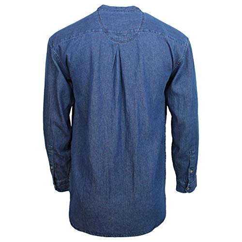 Civilian Irish Grandfather Collarless Shirt in Classic Blue Denim2