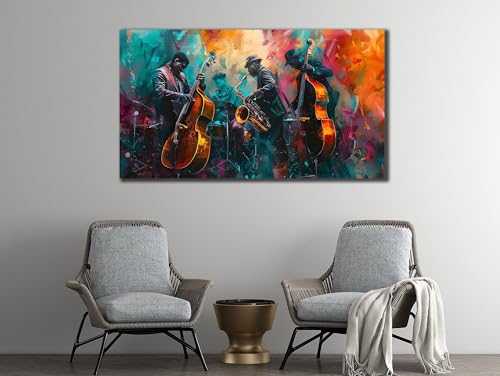 Toile de jazz colorée pour salon moderne, affiche musicale TONGYINLI 40x80cm - 3