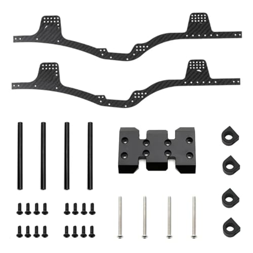 JYYTERD Accesorios Radiocontrol para Axial para SCX10 I II III para Capra 1/10 Coche Trepador Control Remoto Piezas Mejoradas Chasis Fibra Carbono Marco Riel Placa Deslizamiento Poste(Black)