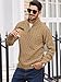 Comdecevis Mens Cable Knit Sweater Cable Knit Sweater Mock Neck Polo Pullover Soft Cashmere Casual Pullover Sweaters 3XL Khaki