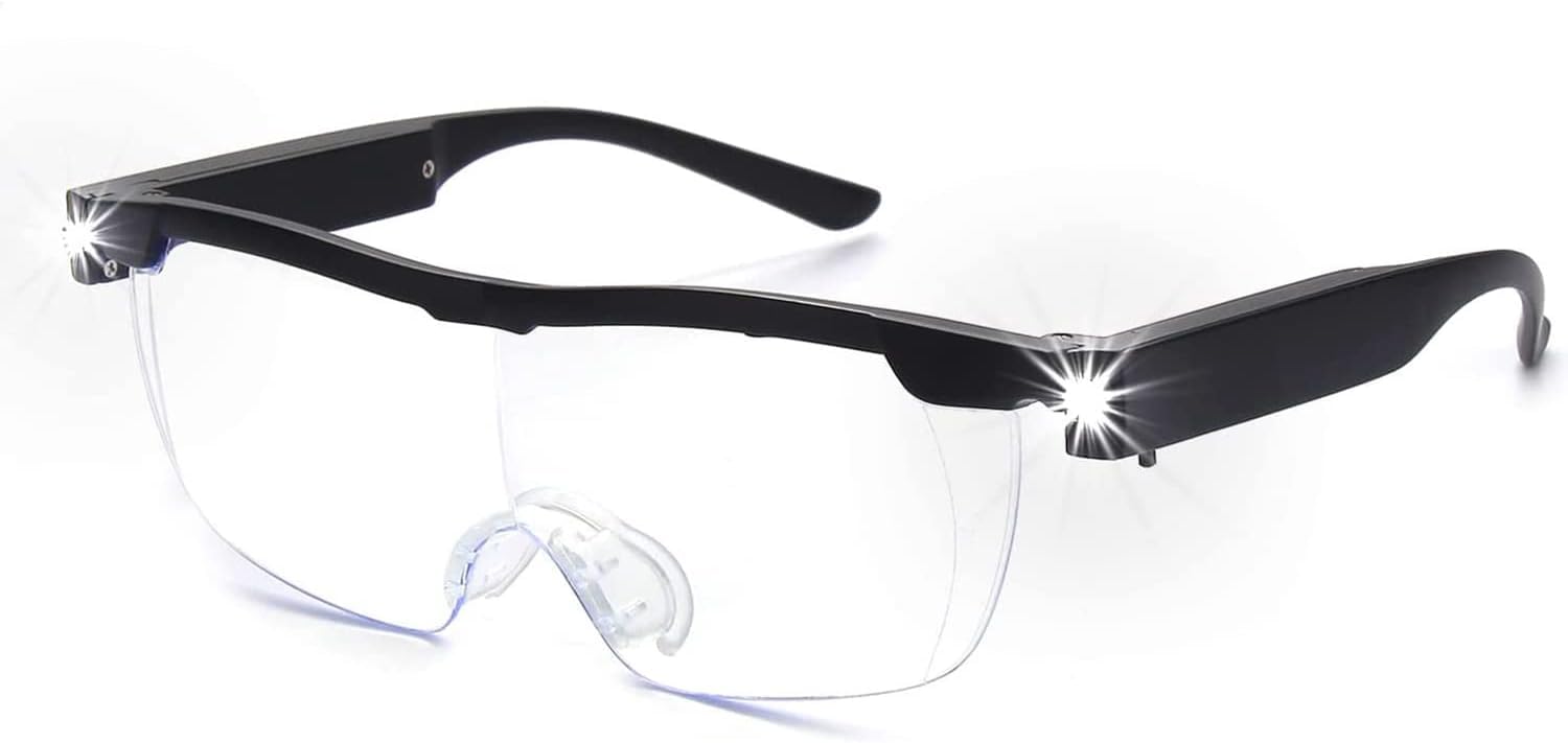 Occhiali Con Lente Di Ingrandimento E Luce LED - 2.5x, Mani Libere Per Lettura E Hobby