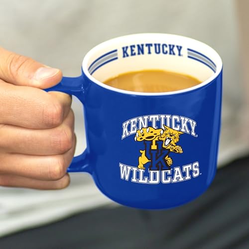 Image of Logo Brands NCAA Kentucky Wildcats 15 oz Stripe Coffee Mug - Vintage Team Logo, Inside Print & Stripes, Microwave & Dishwasher Safe- Great Gift For Fans & Alumni