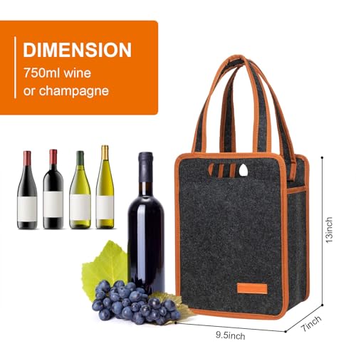 image for Foyego 2 Pack 6 Bottle Wine Tote Bag, Insulated Thermal Padded Wine Ca