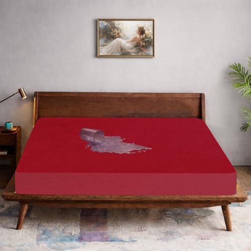 Image of Stylista 100% Waterproof Premium Cotton Feel Mattress Protector King Size 78x72 Inches | Breathable and Hypoallergenic Ultra Soft Fitted Bed Protector Cover (78 inchx72 inch King, Maroon)| One Year Warranty