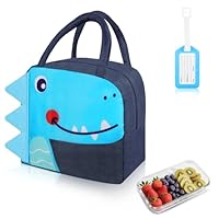 Aucuu Kids Lunch Bag for Boys, Insulated Lunch Bag, Dinosaur Lunch Box Portable Lunch Box for Kids with Cartoon Cute Design, Foldable Reusable Lunch Cooler Bags for School Travel Picnic