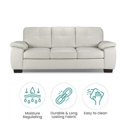 Image of Torque Antos Leatherette 3 Seater Sofa Set for Living Room- White | Modular Sofa Couches | Leatherette Sofa 3 Seater Couch for Office New Home Festival Gifts
