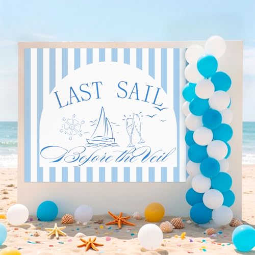 LaVenty Last Sail Before The Veil Bachelorette Banner Nautical Bachelorette Party Decorations Bridal Shower Decorations Cruise Bachelorette Party