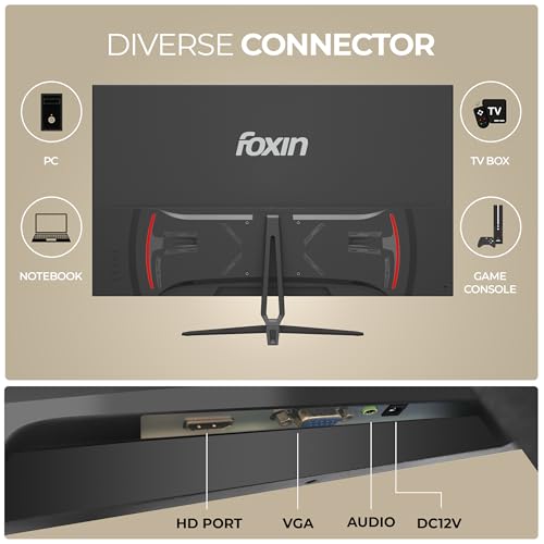 Image of Foxin Elite 32 Inch FHD Flat LED Monitor (1920x1080), 75Hz Refresh Rate, VA Panel, 5ms Response Time, Built-in Speakers, HDMI & VGA Ports, Anti-Glare, Frameless, Wall Mountable - Black
