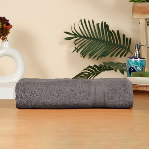 Image of Arvind 100% Cotton Towels for Bath | Towels for Bath Large Size | 500 GSM Bath Towel - Soft & Absorbent | 1 Piece Bath Towel for Men /Women | Urban Comfort | 70 cm x 140 cm - Dark Grey