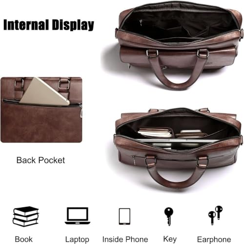 Image of CAVALO - Be Unique Leather Men's Laptop Bag Retro Messsenger Bag Men's Handbag Crossbody Bag Personality Briefcase (upto 14 inch) | Premium PU Leather