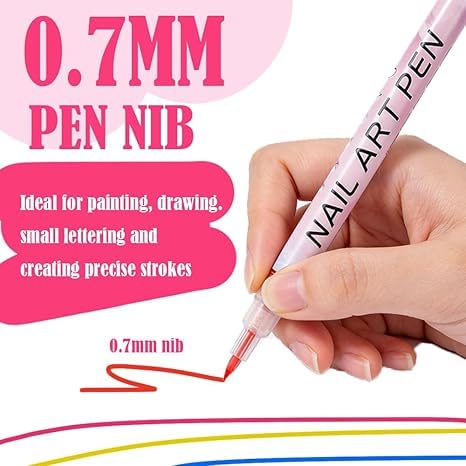 Image of KHOLAD 12 Colors nail art Pens Set, 2026 Upgrade Nail Art Markers for Gel Nails, DIY Quick Dry Graffiti Dotting Point Liner Pens, 3D Nail Polish Pens for Painting, Nails Art Drawing Tool (12 Colors - 0.7mm Fine Tip)