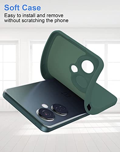 Image of DIZORO Microfiber Candy Case Compatible for Oneplus Nord CE3 Lite 5G Smooth Touch Cushion Liquid Soft Silicone Gel Rubber Phone Cases Non-Slip Full Body Protective Shockproof Back Cover - Forest Green