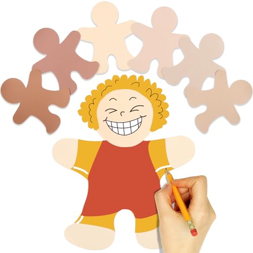 60 Pcs Multiple Color People Paper, Multicultural Creative People Paper to Creative Cut, Projects to Creative Craft Group, Diversity Craft Projects,Creative, Design, Decorate, 5.6 Inch