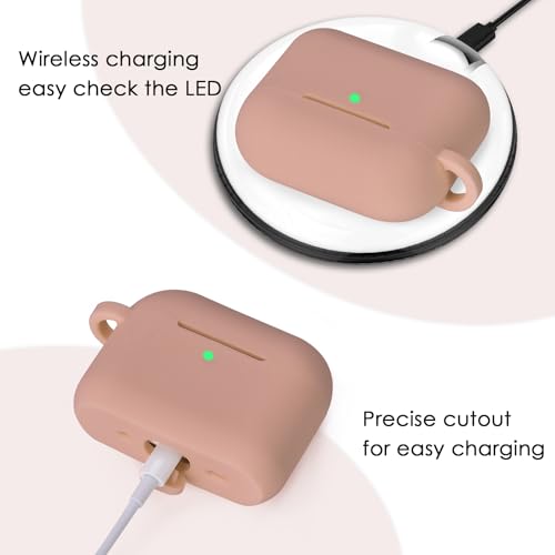 Image of VISOOM for AirPods Pro 3 Case 2025, Silicone Case for Apple Air Pods Pro 3rd Generation Cover Women, Cute iPods 3 Protective Cover with Bling Keychain & Cleaning Kit, Khaki