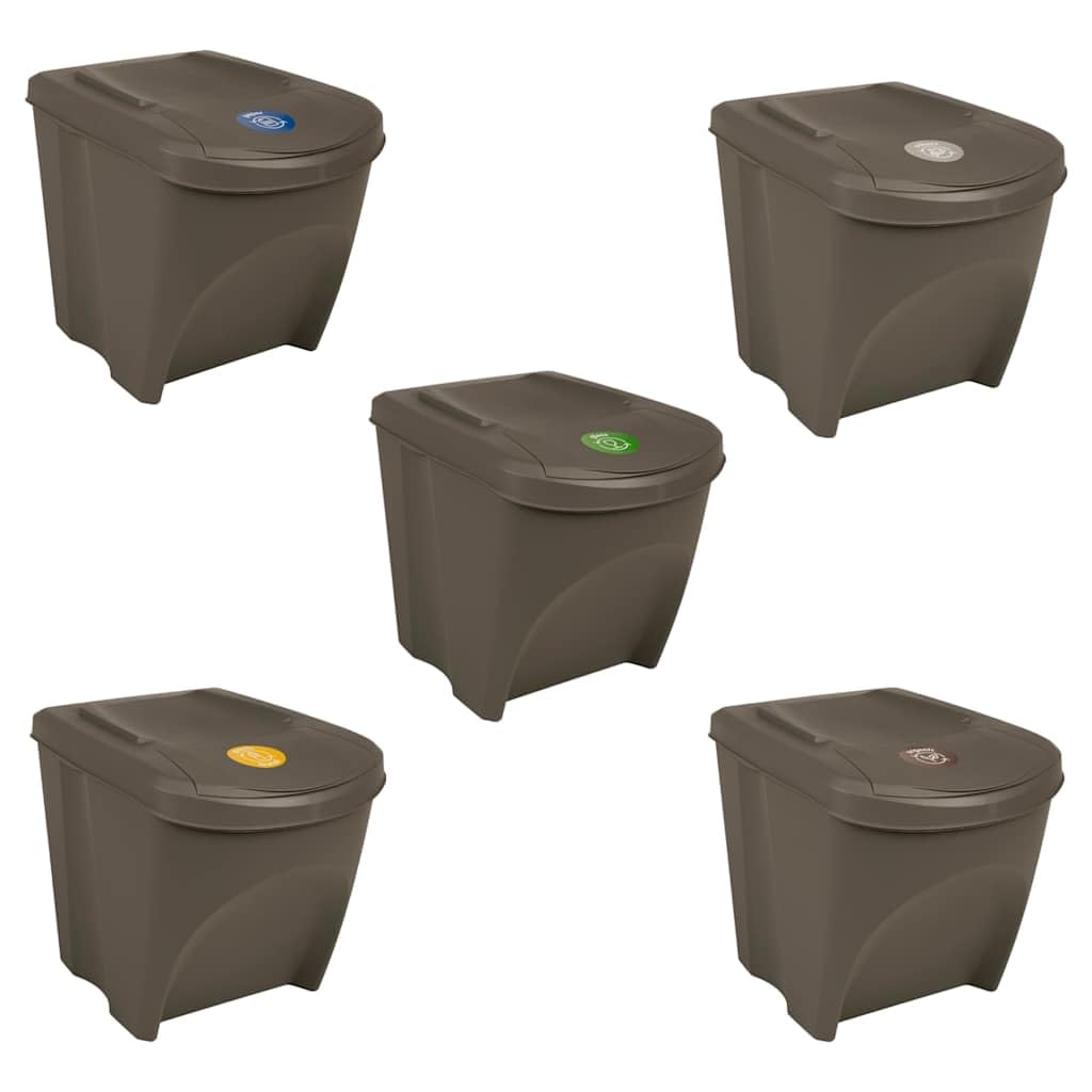 Poubelle empilable 3 pièces Gris 75 L Polypropylène