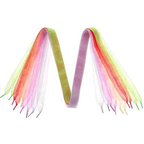 Healeved Cordones de Organza Satinada para Zapatillas Deportivas, Juego de 5 Piezas de 120 CM, Colores Múltiples para Mujeres y Niñas en Estilo Casual