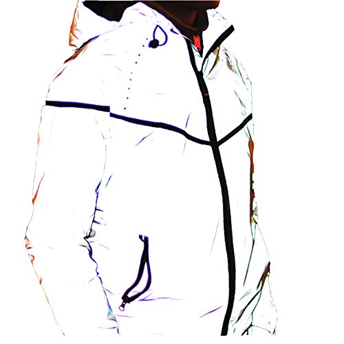 Edgogvl Men's Outwear 3M Reflective Zipper Hooded Windbreaker Lightweight Running Jacket